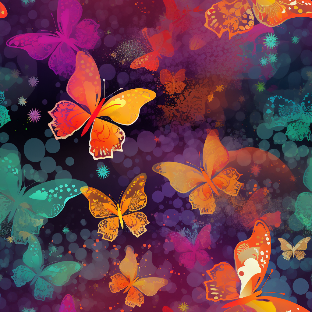 Colorful butterflies and sparkles on a background