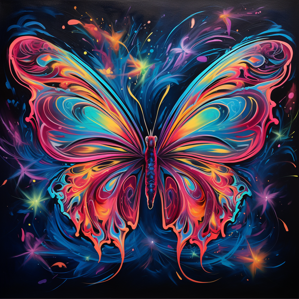 Colorful butterfly painting on wall