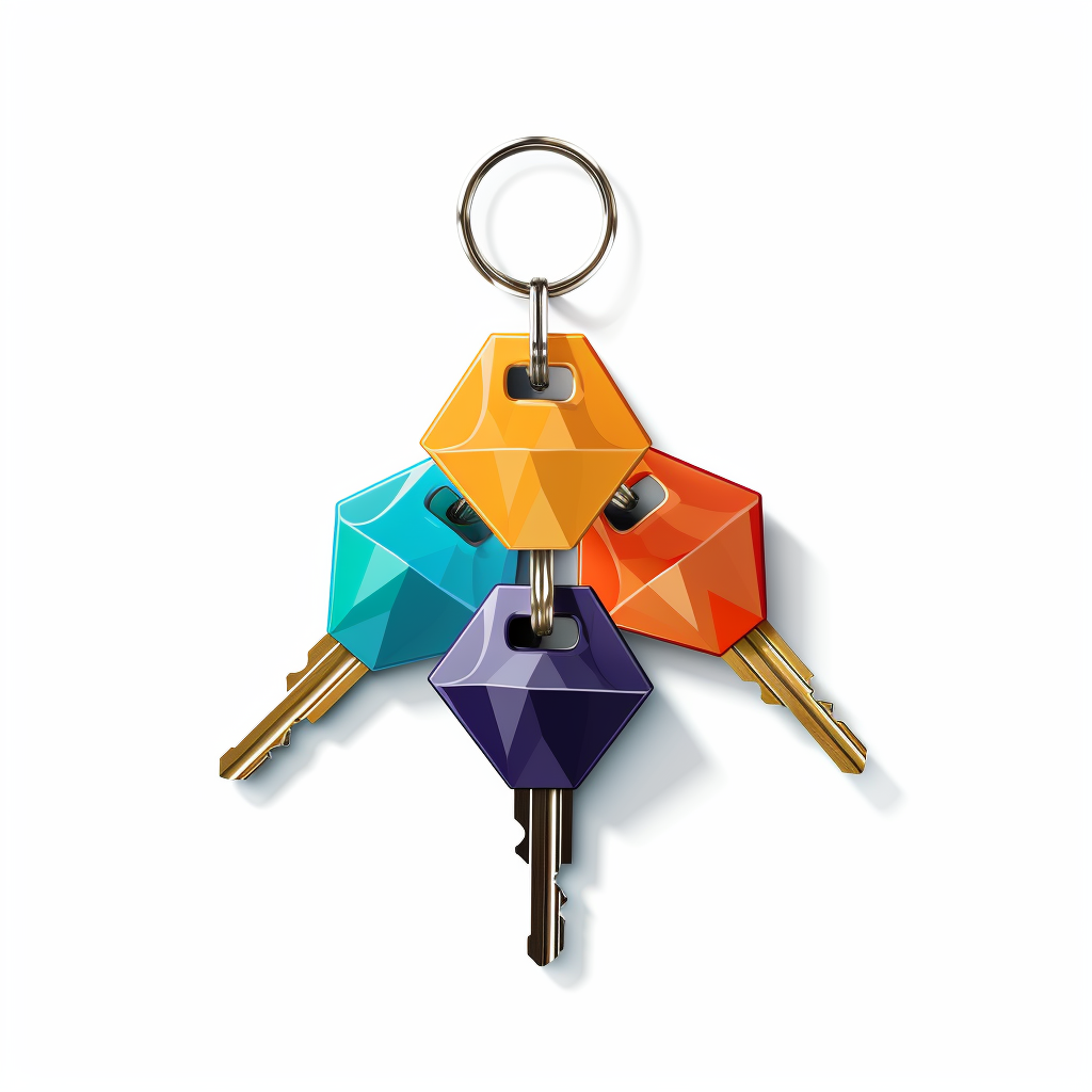 Colorful car keys on string