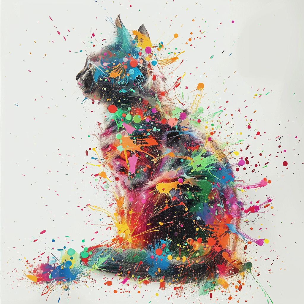 Cat shaped colorful geometric abstract art