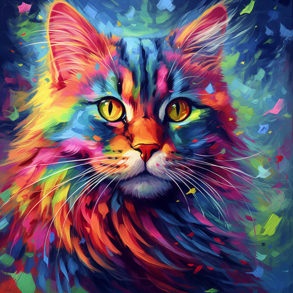 Playful and Colorful Cat Picture