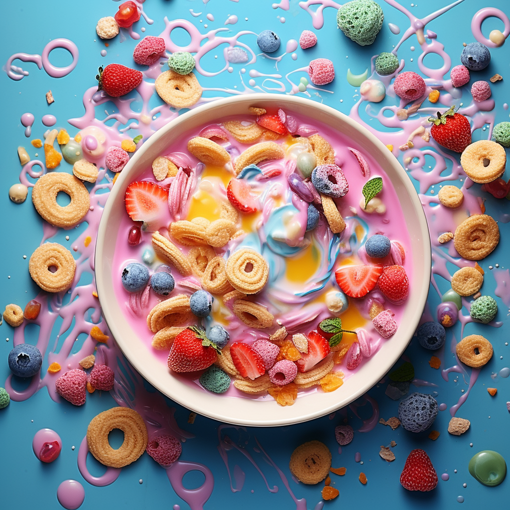 Colorful cereal box showcasing vibrant design