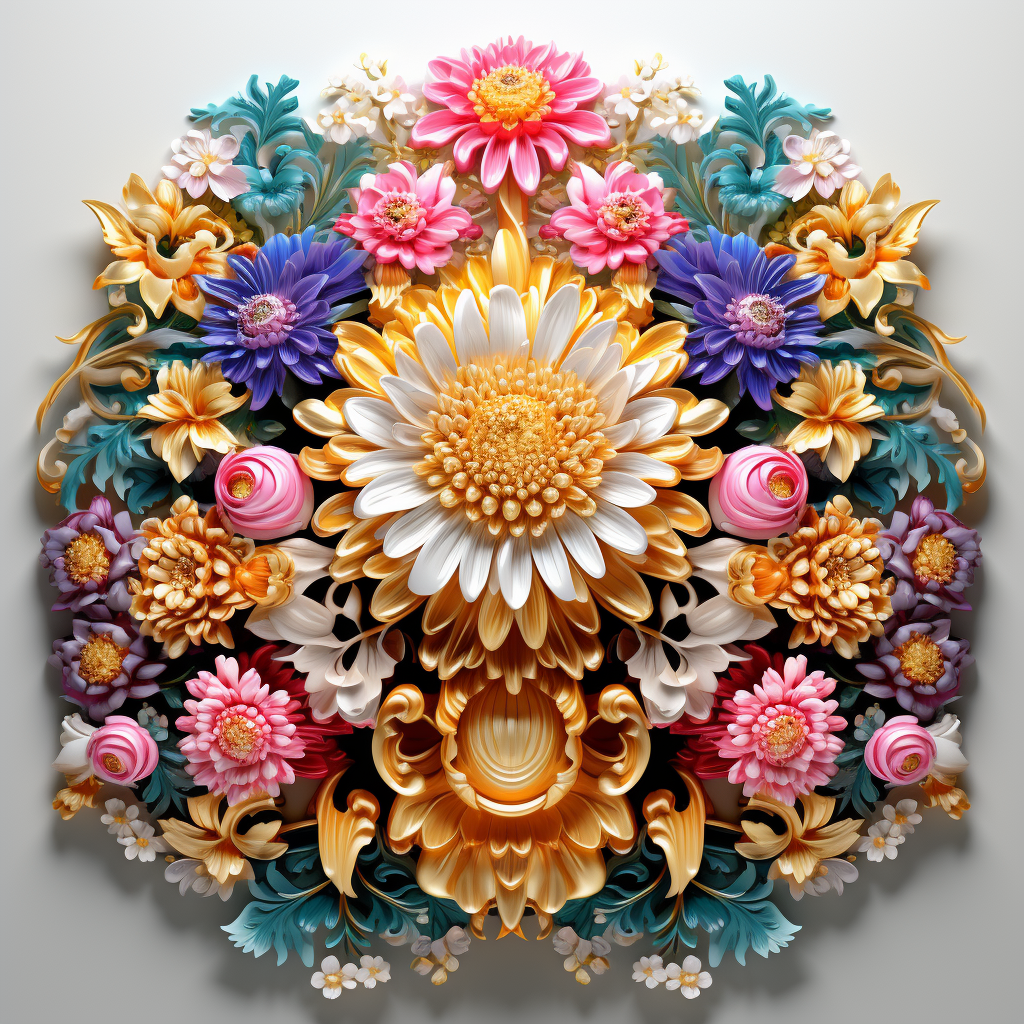 Vibrant chrysanthemum coat of arms