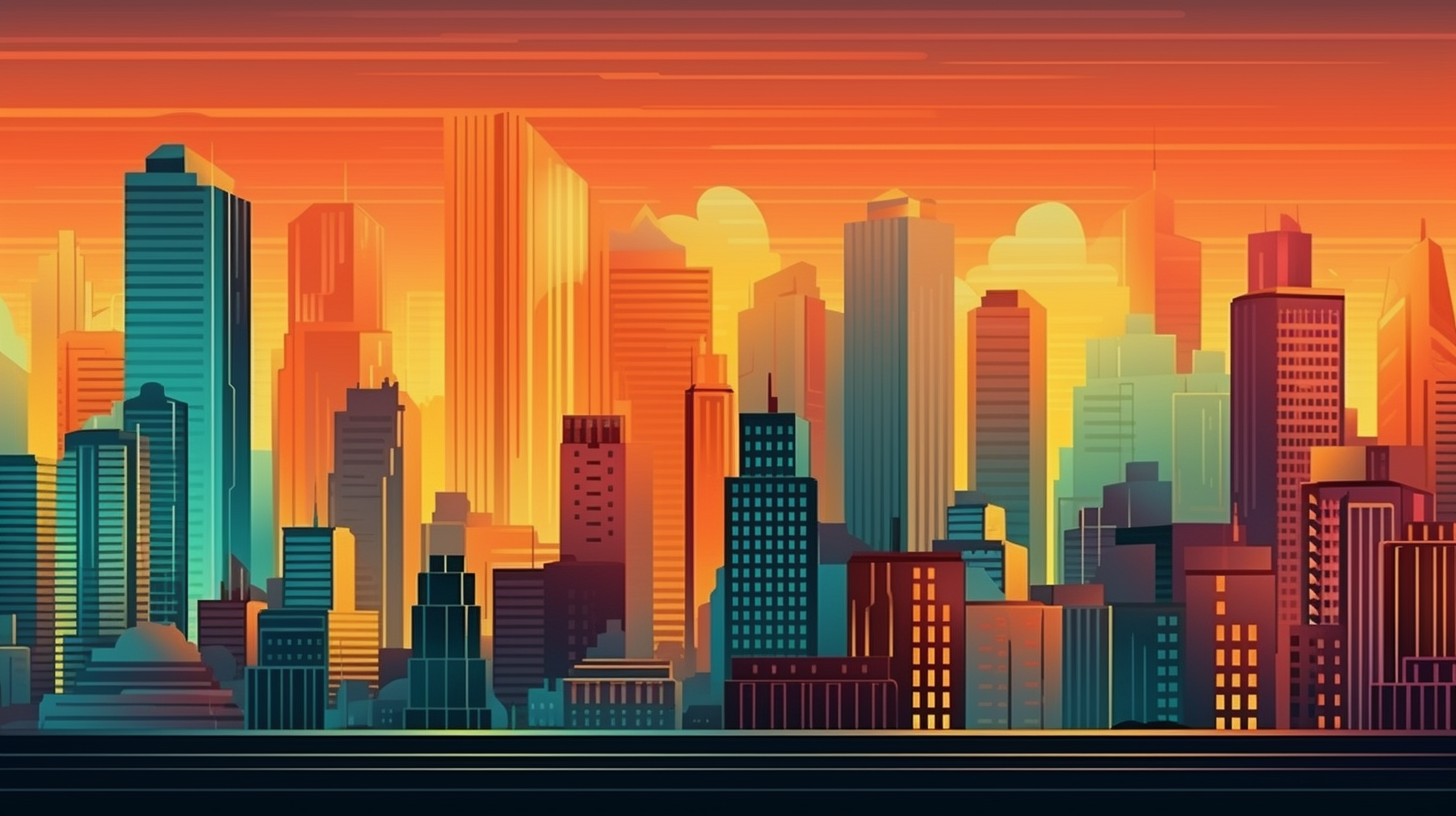 Colorful city retro style header