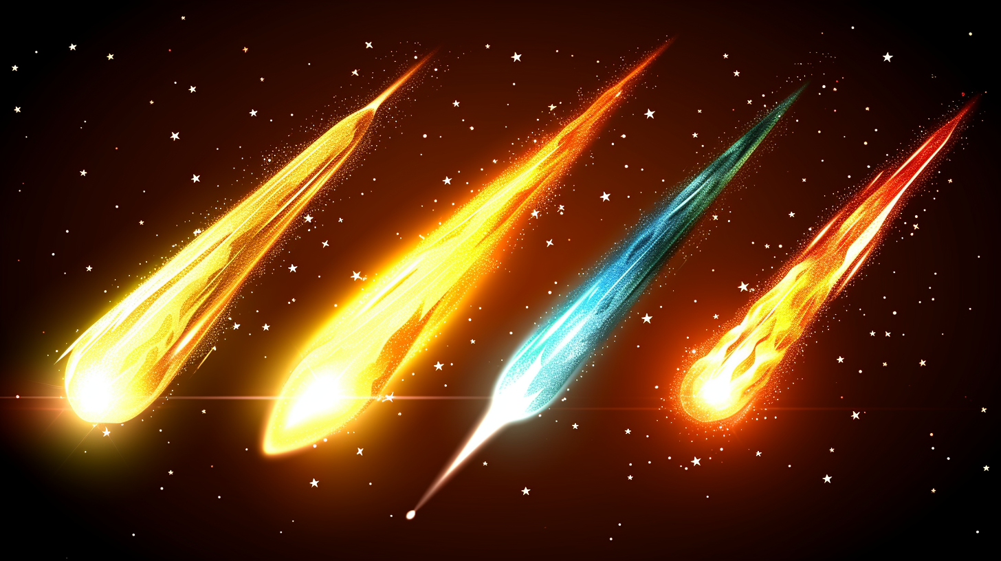 Colorful comets symbolizing cosmic dance