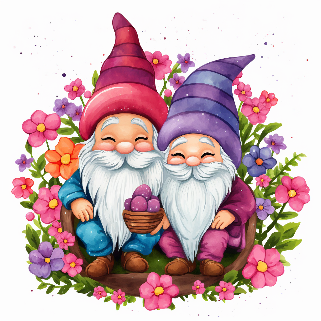 Colorful cute gnomes sublimation design