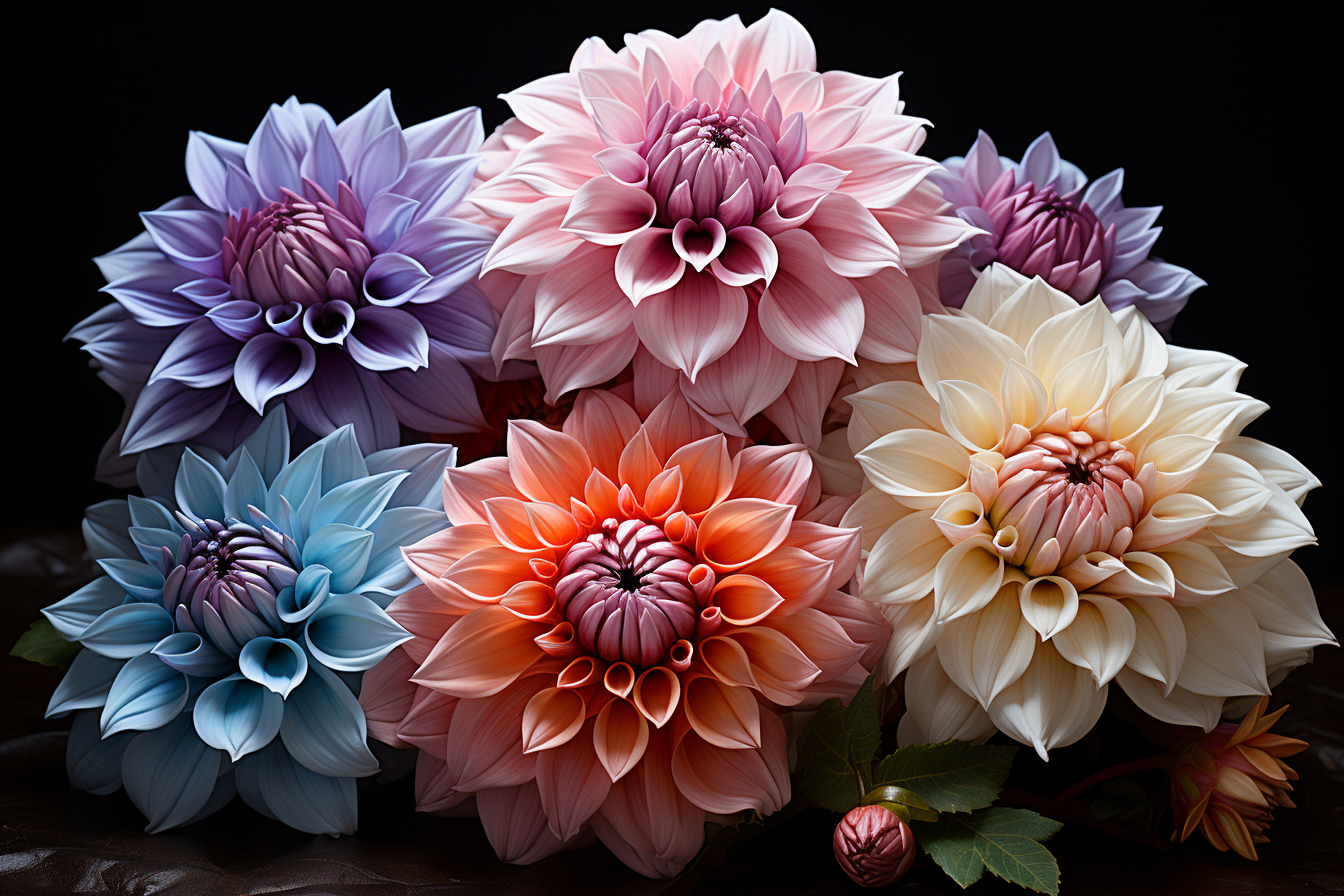 Vibrant dalias in various colors