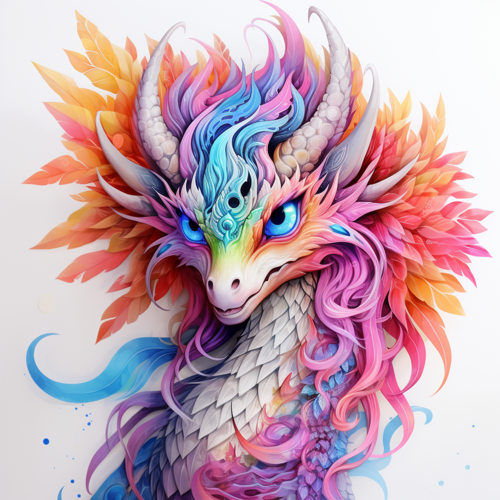 Colorful dragon with big eyes