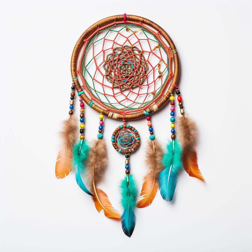 Colorful dream catcher on white background