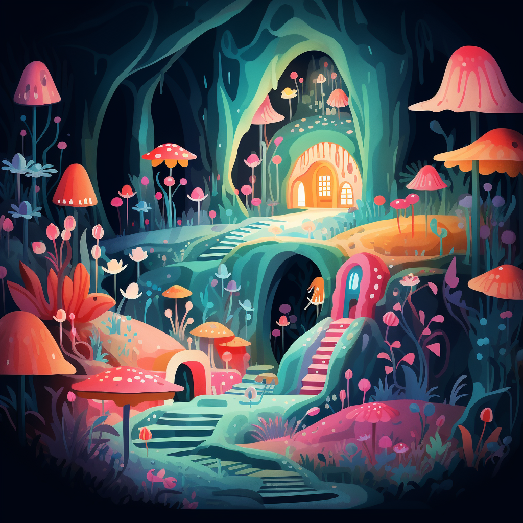 Enchanting fairytale cave with sparkling treasure