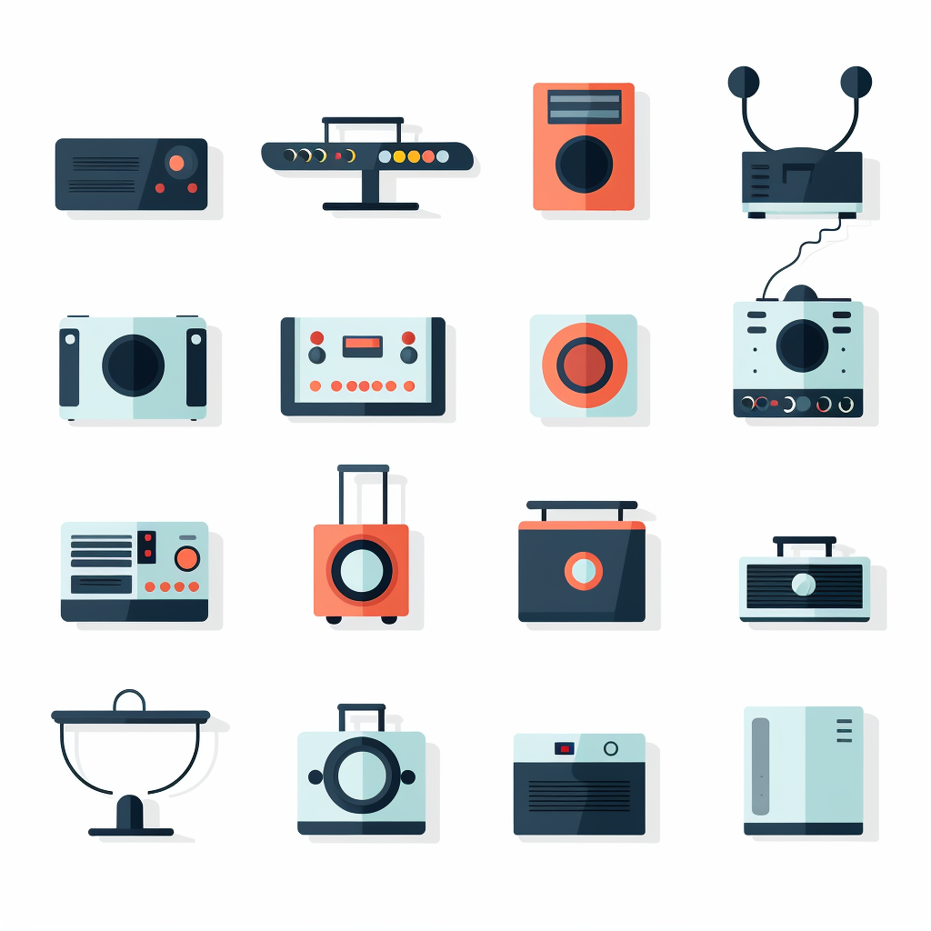 Set of Colorful Flat Electronic Icons on White Background