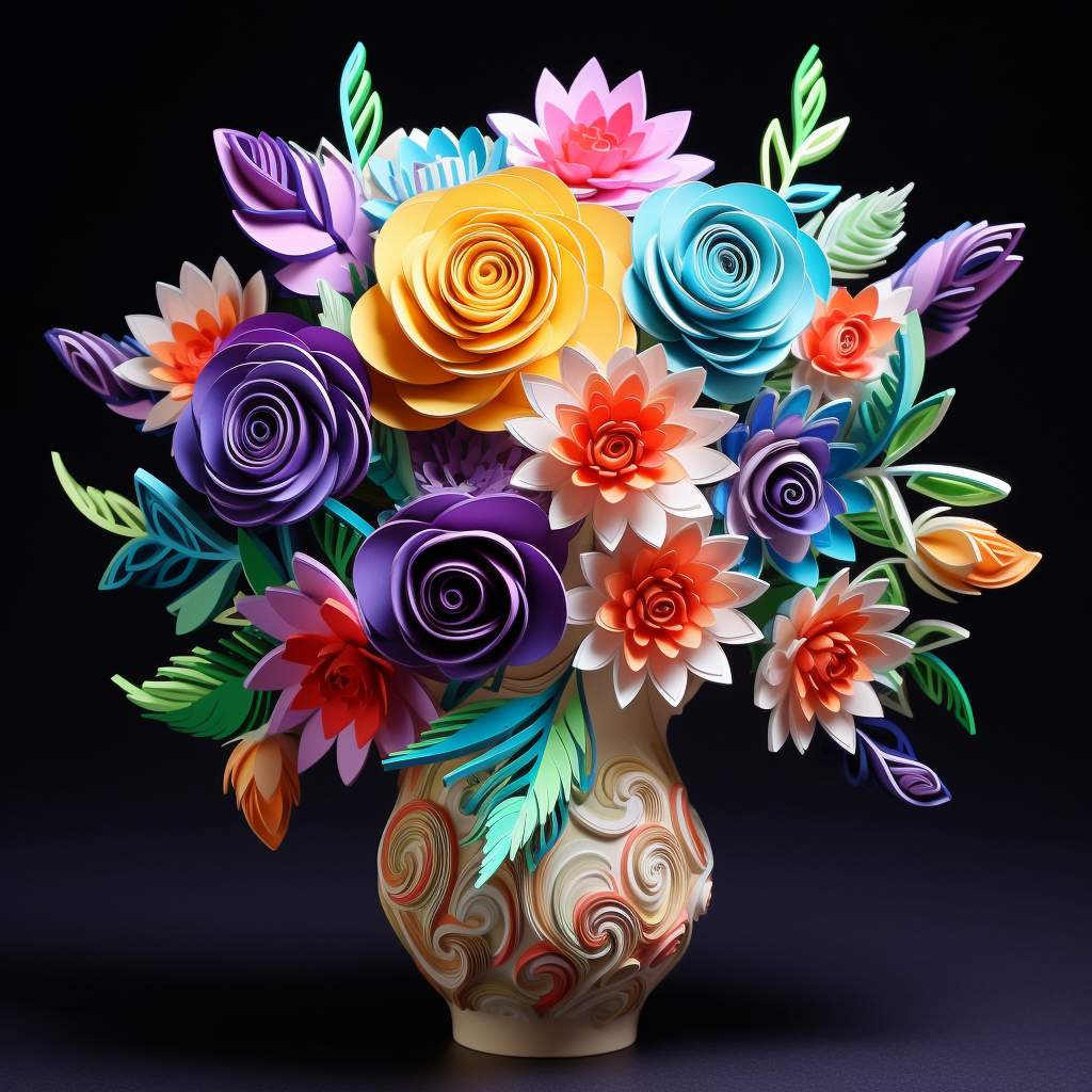 Colorful Flower Bouquet in White Vase