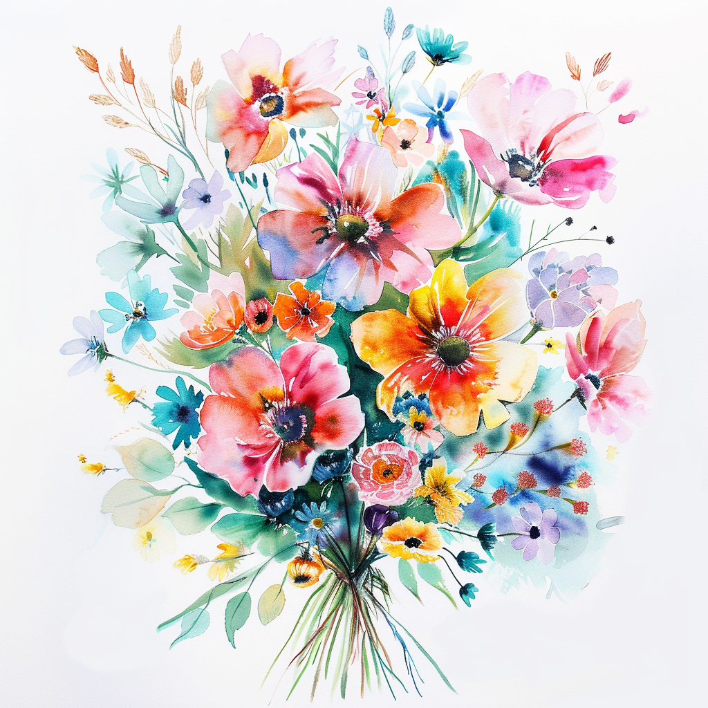 Colorful Boho Style Flowers Bouquet