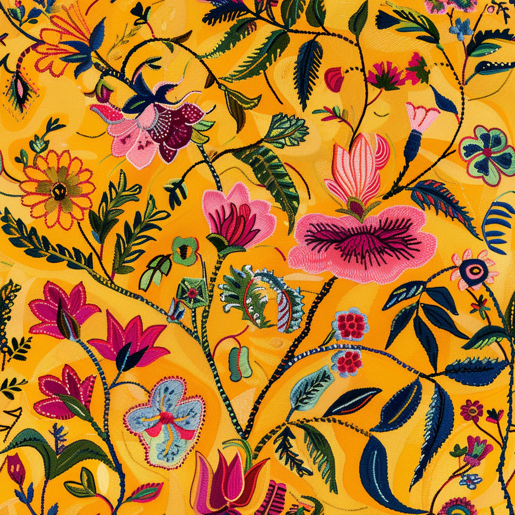 Colorful flowers on warm yellow background