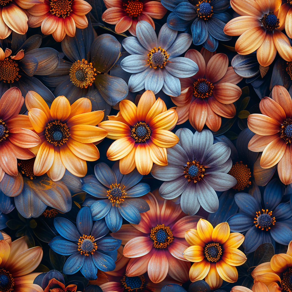 Colorful flowers on dark background