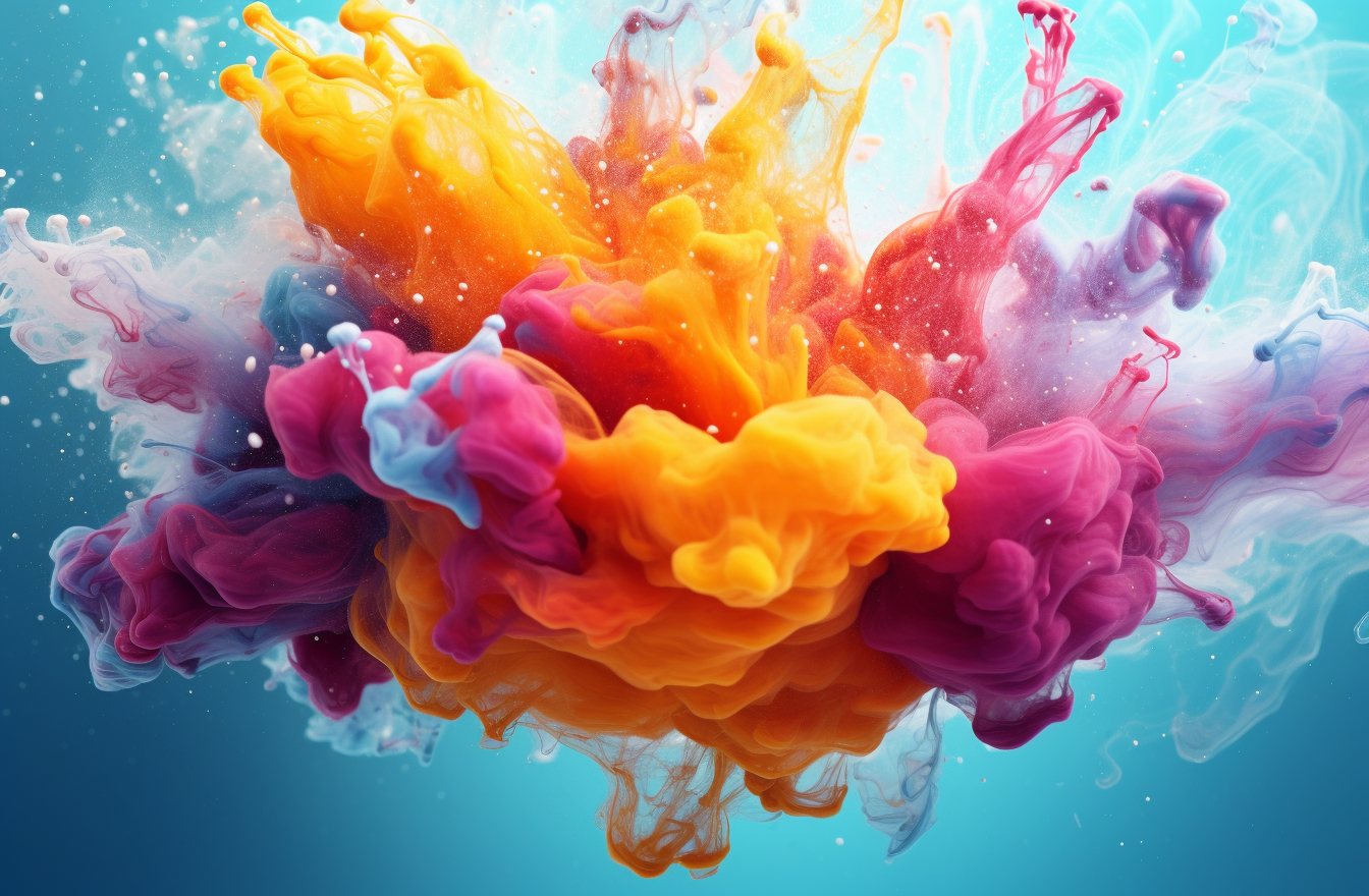 Abstract colorful fluid explosion in office