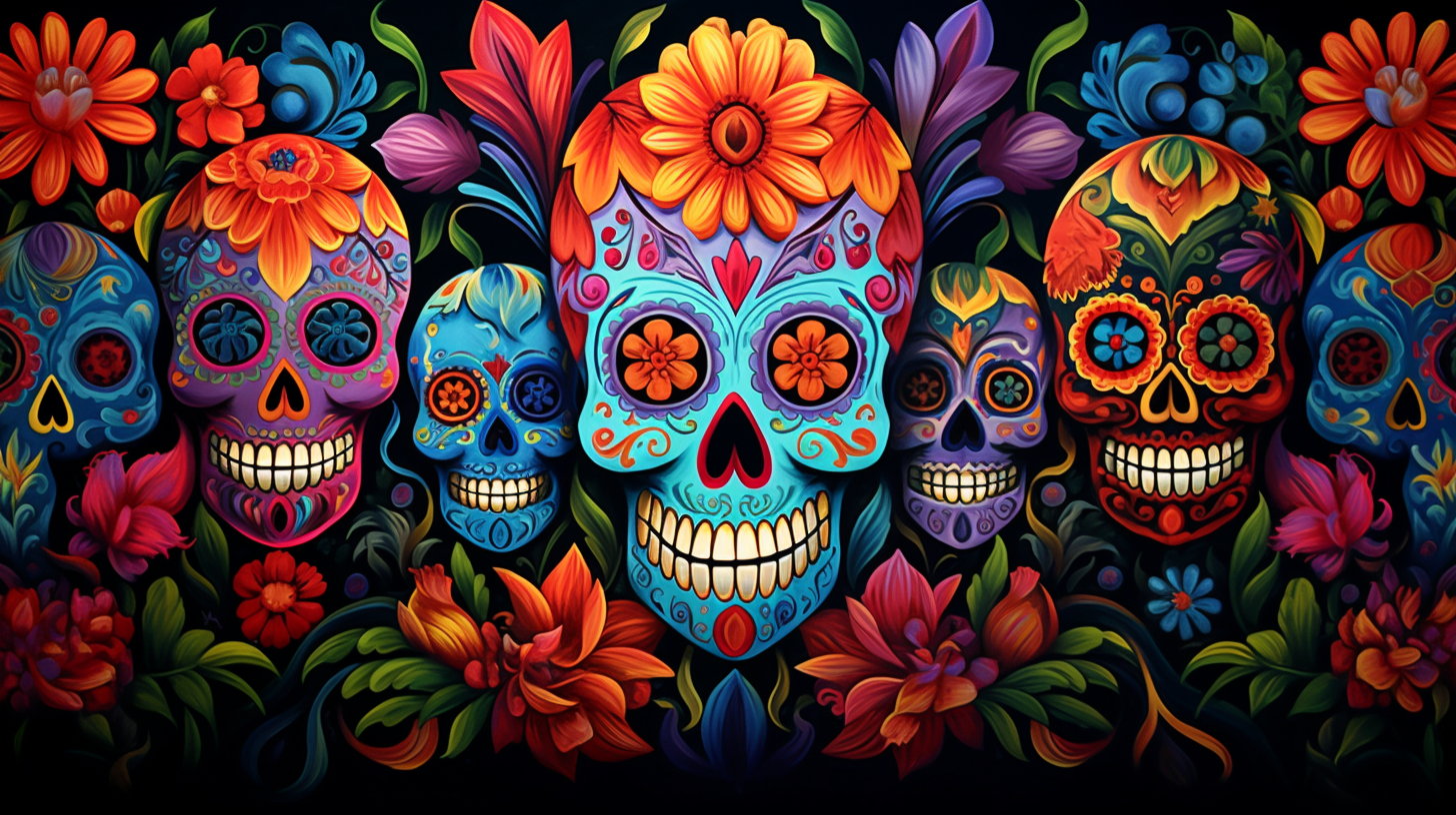 Colorful folk art in vibrant colors