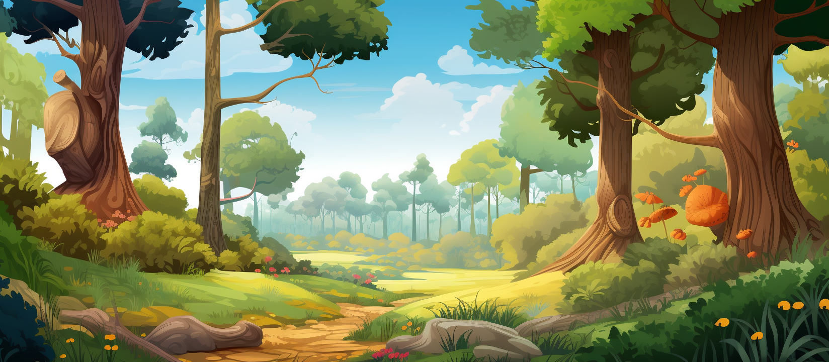 Beautiful Colorful Forest Cartoon