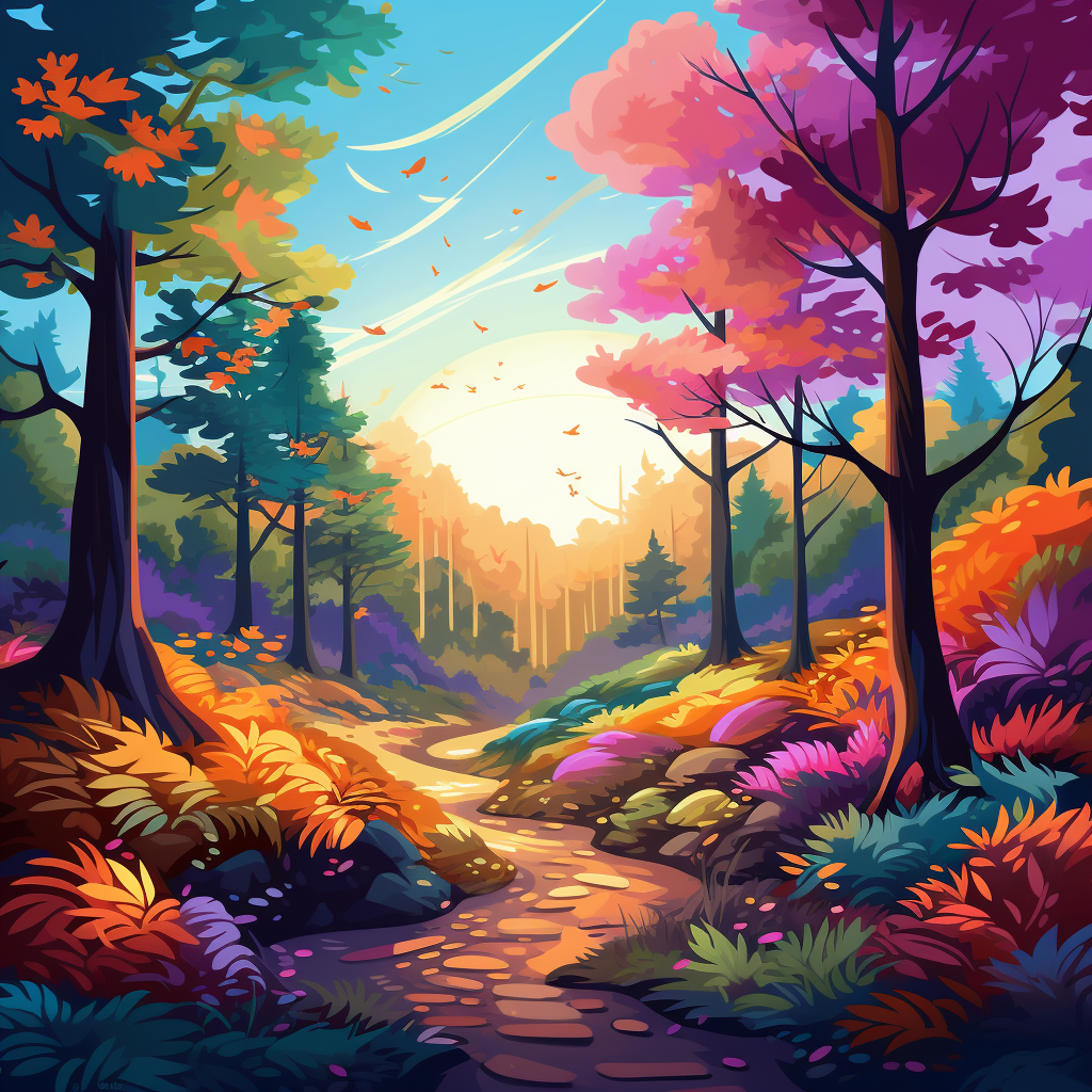 Colorful forest in cartoon style