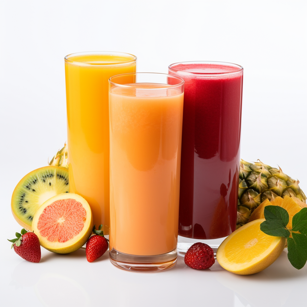 Vibrant glasses of fruit juice