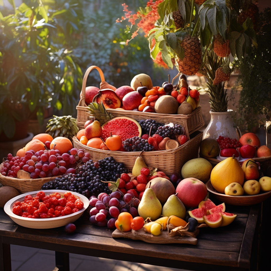 Colorful fruits on table