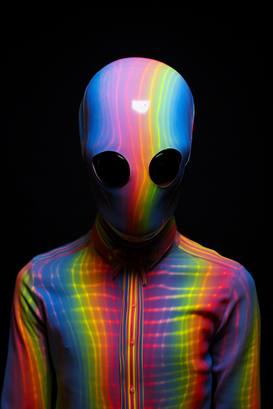 Colorful gas alien surrounded by static