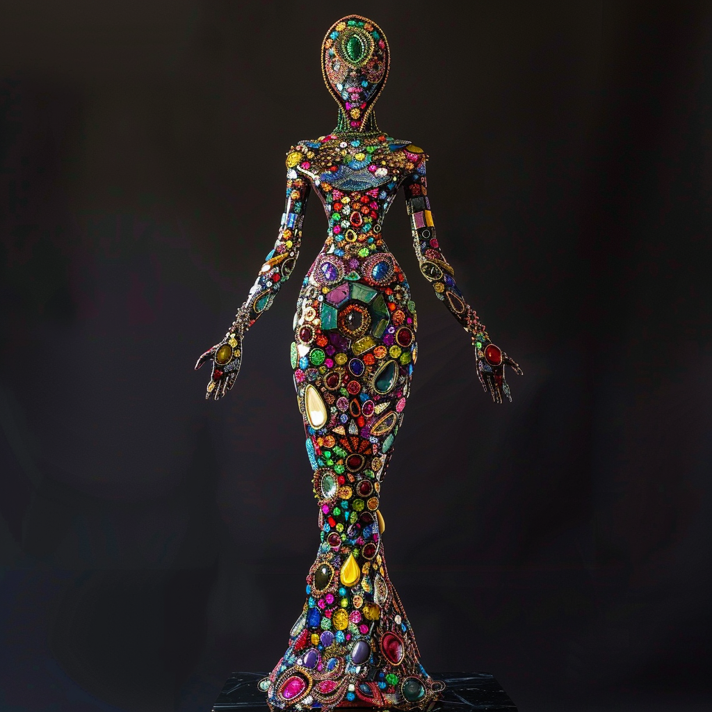 Enamel Gemstone Woman Sculpture