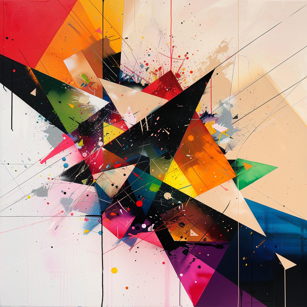 Abstract art paint splashes geometric