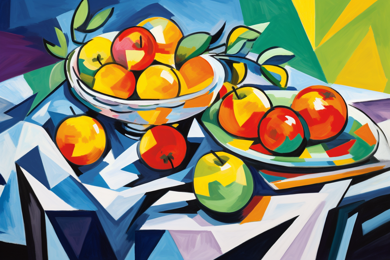 Colorful geometric brushstrokes in abstract still life