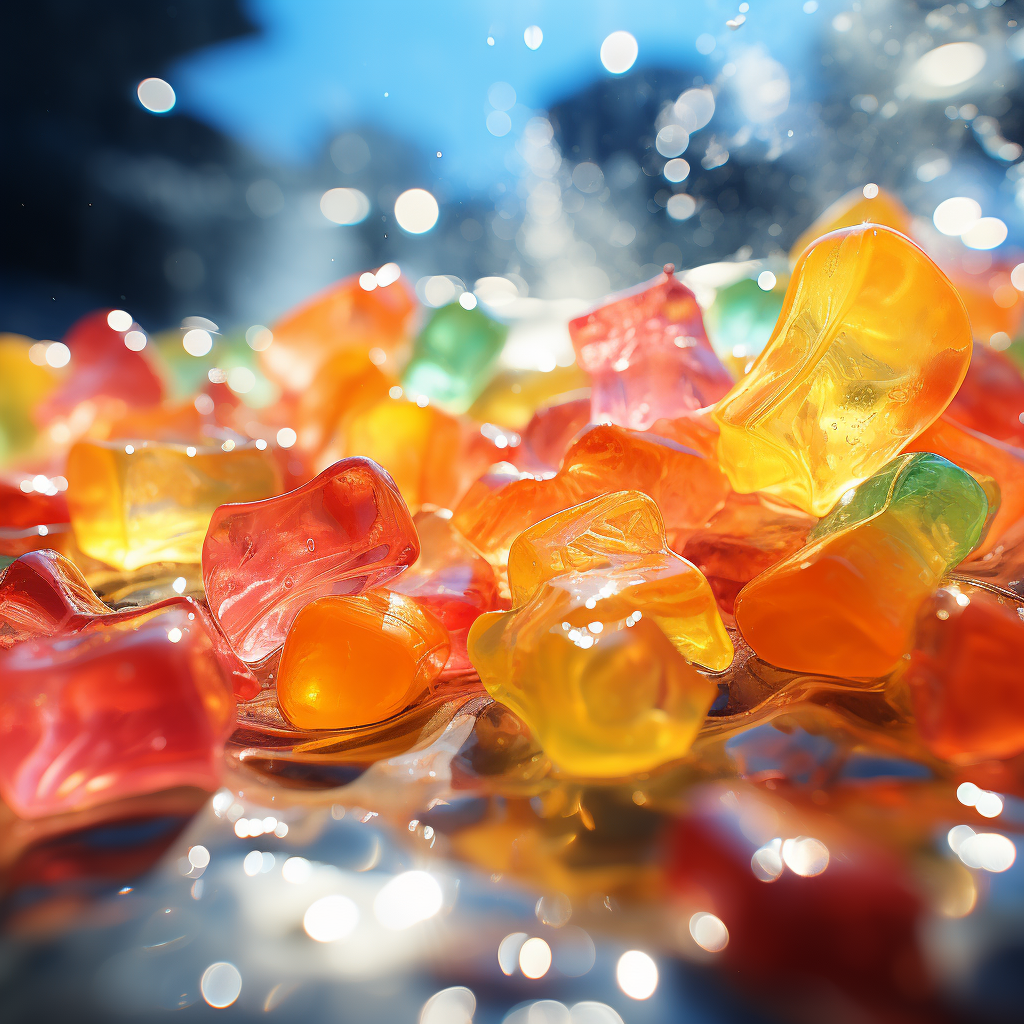 Assorted realistic 3D gummy candies