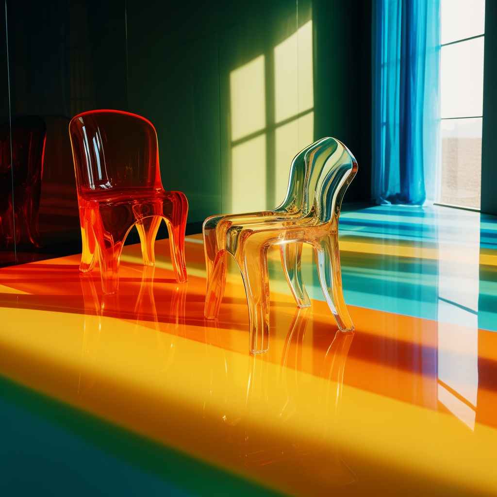 Colorful gummy furniture reflection image