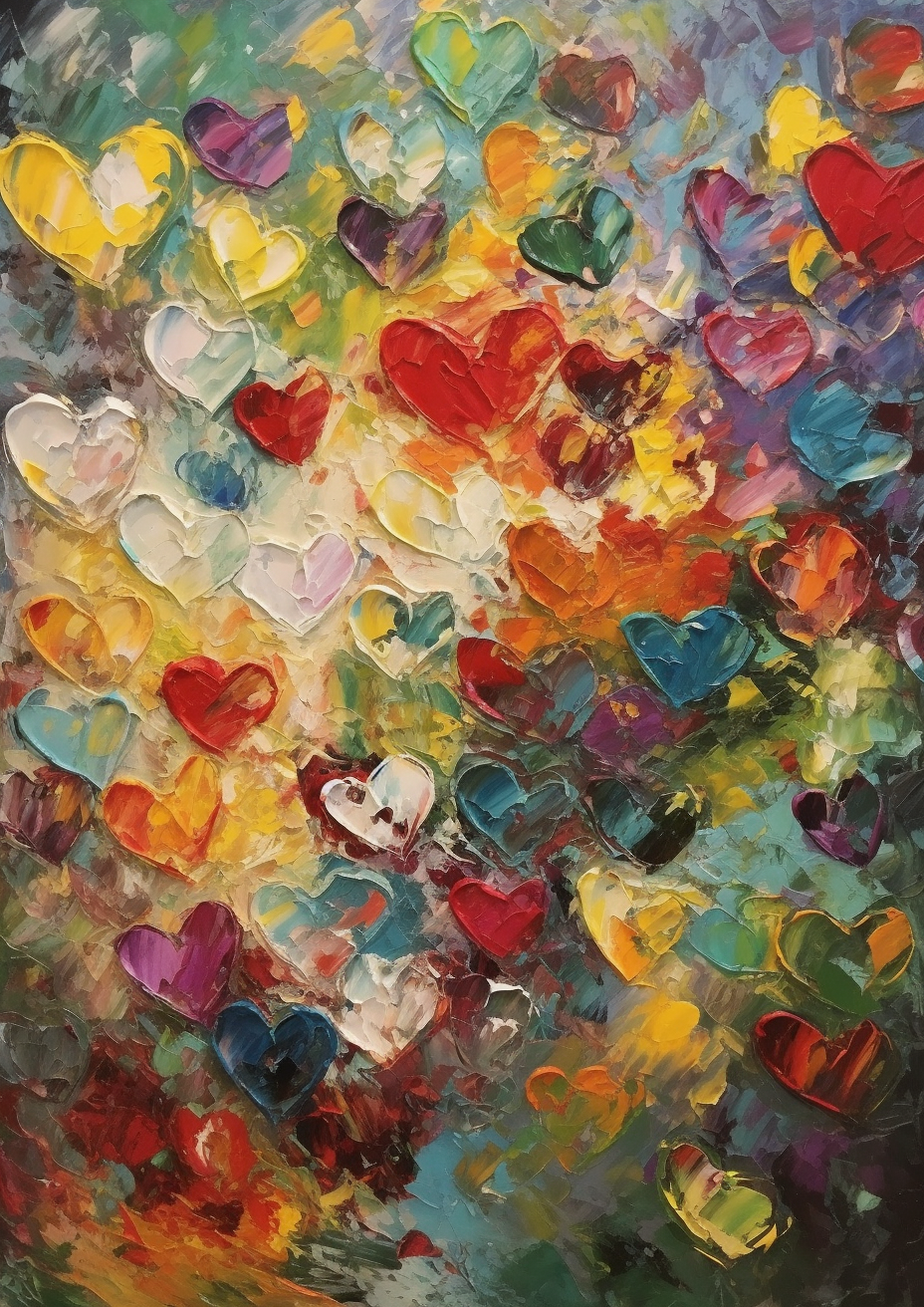 Abstract hearts painting artwork