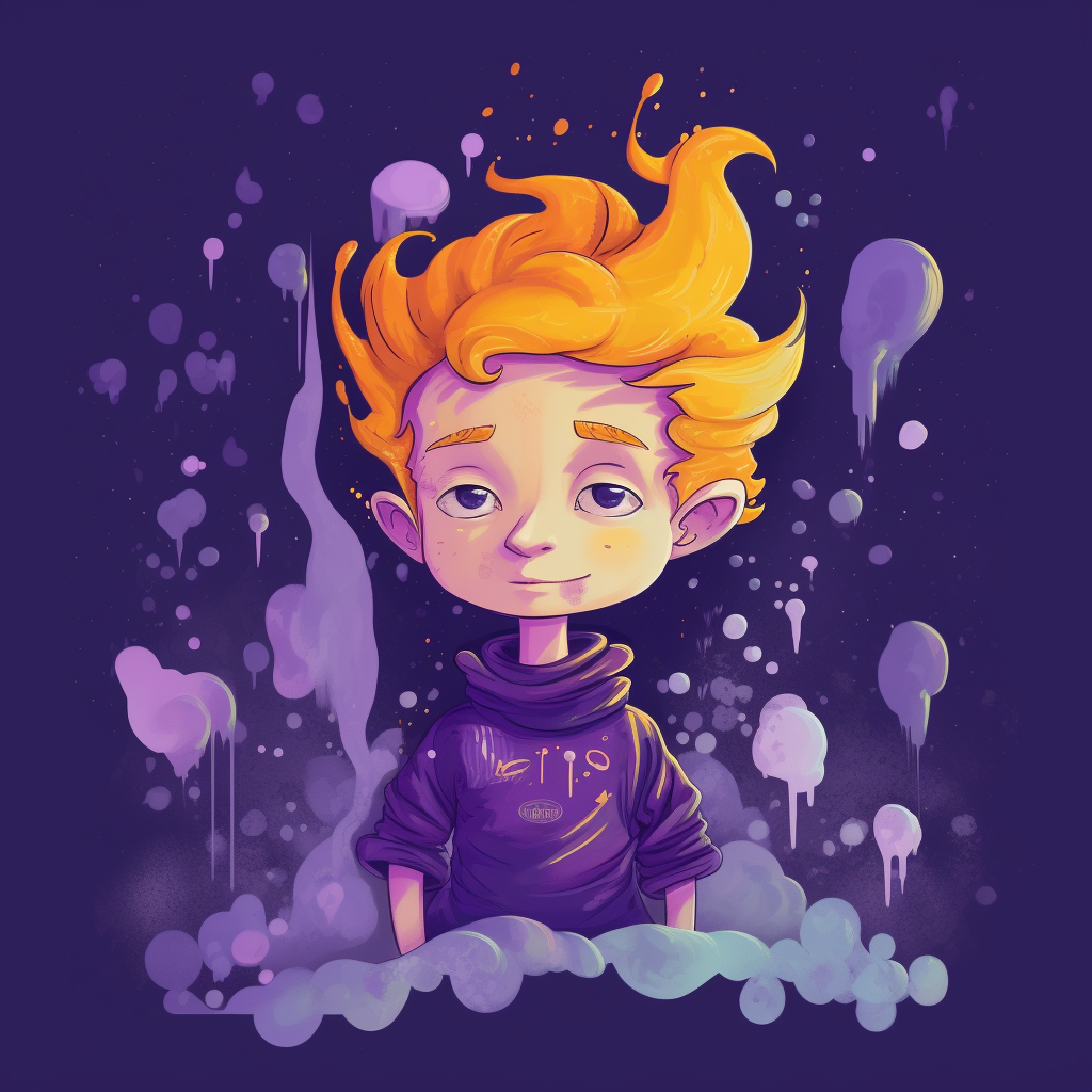 Illustration of Kids Covered in Purple Slime