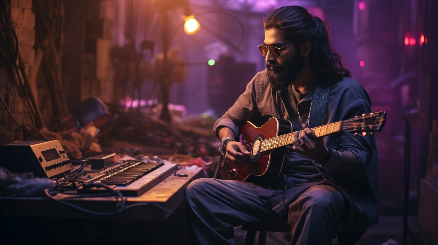 Talented musician playing an instrument