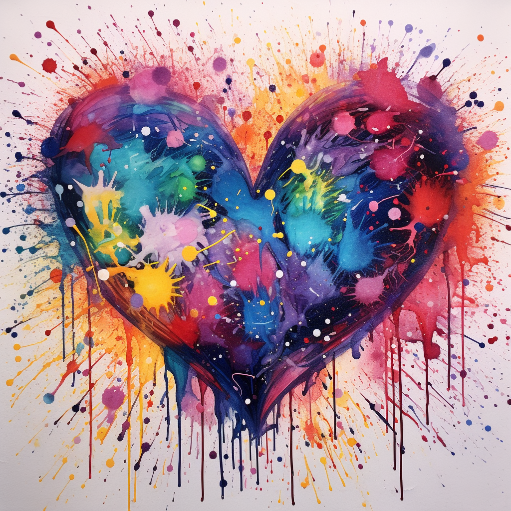 Vibrant tie dye hearts design