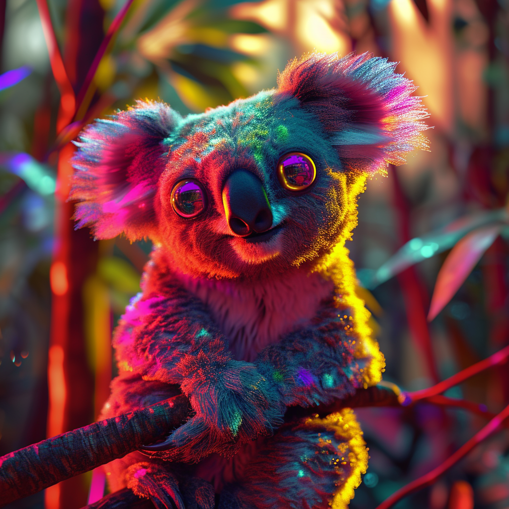 Colorful Koala in Luminous Jungle