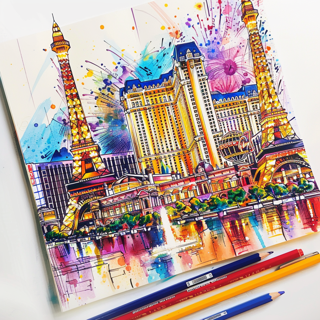 Vibrant Las Vegas City Sketch