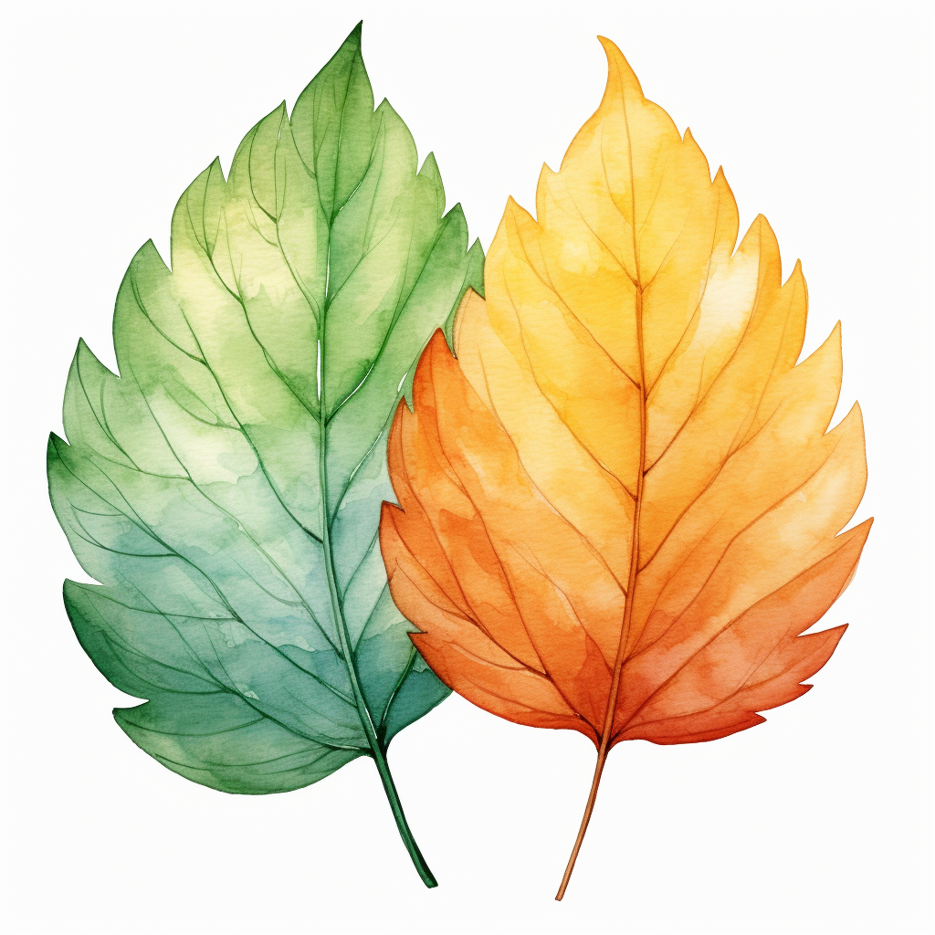 Colorful Leaves Watercolor Illustration without Background