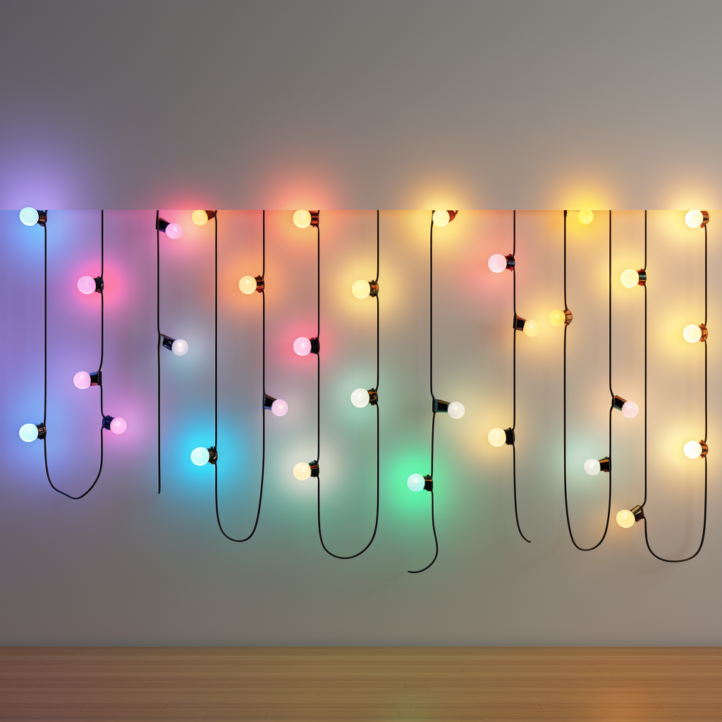 Colorful LED lights on beige wall