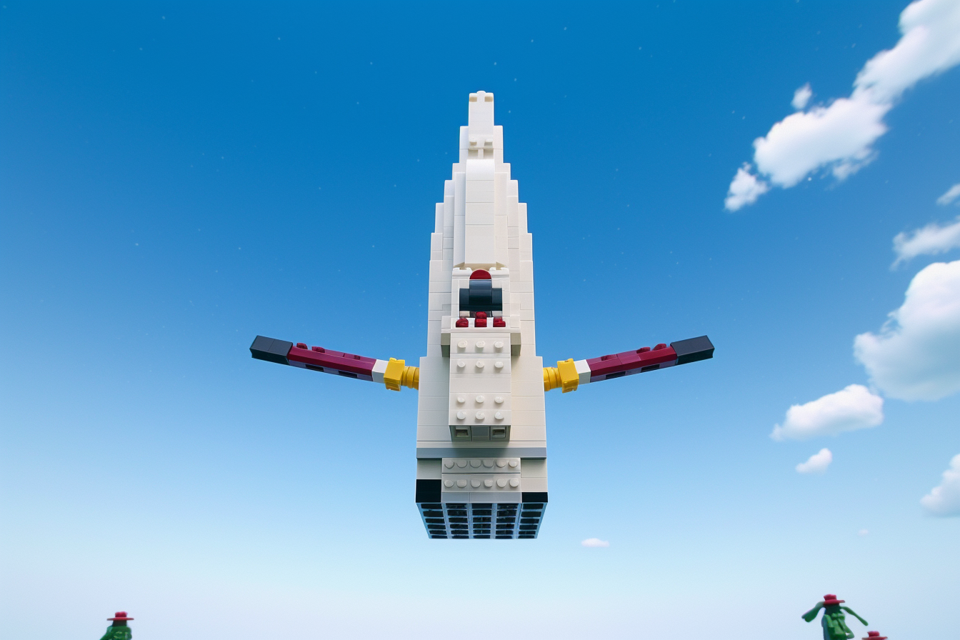 Colorful Lego Rocket Blasting Off