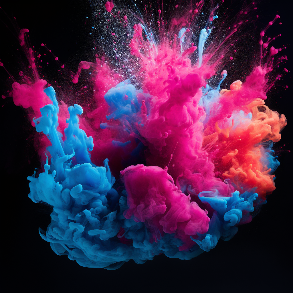 Colorful liquid explosion on black background