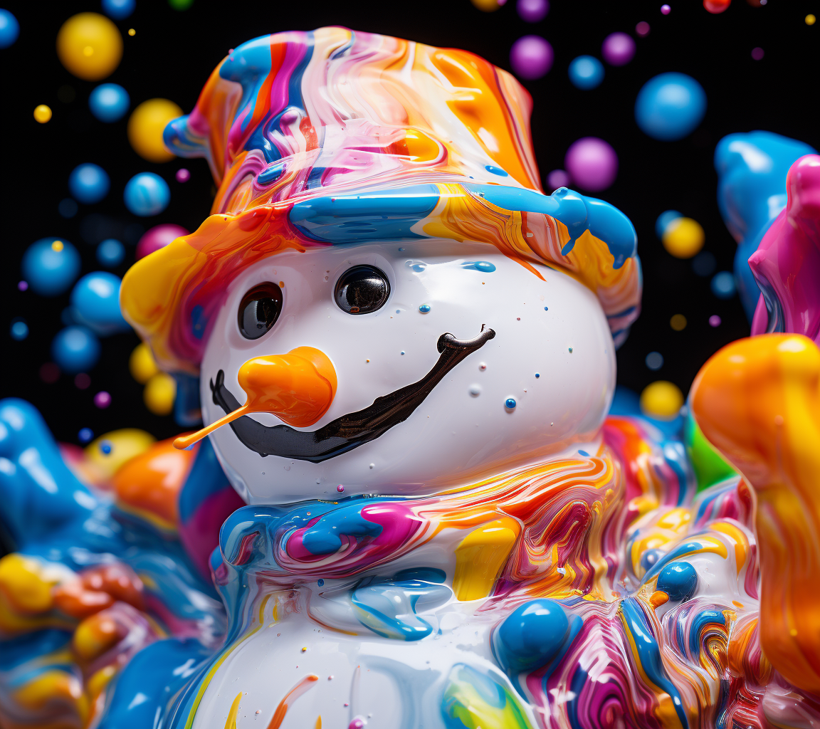 Colorful liquid plastic snowman creation