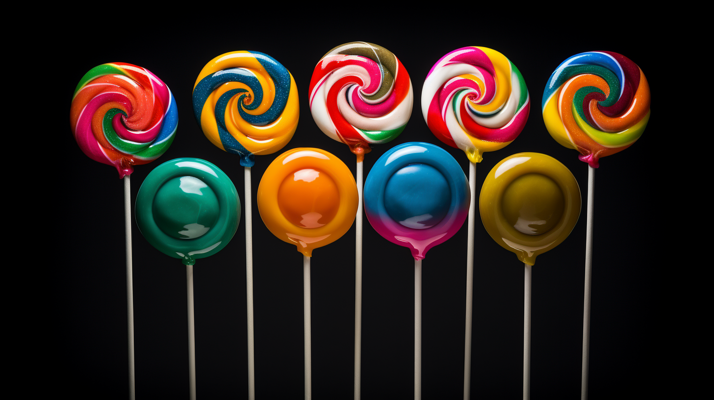 Colorful lollipops on black background