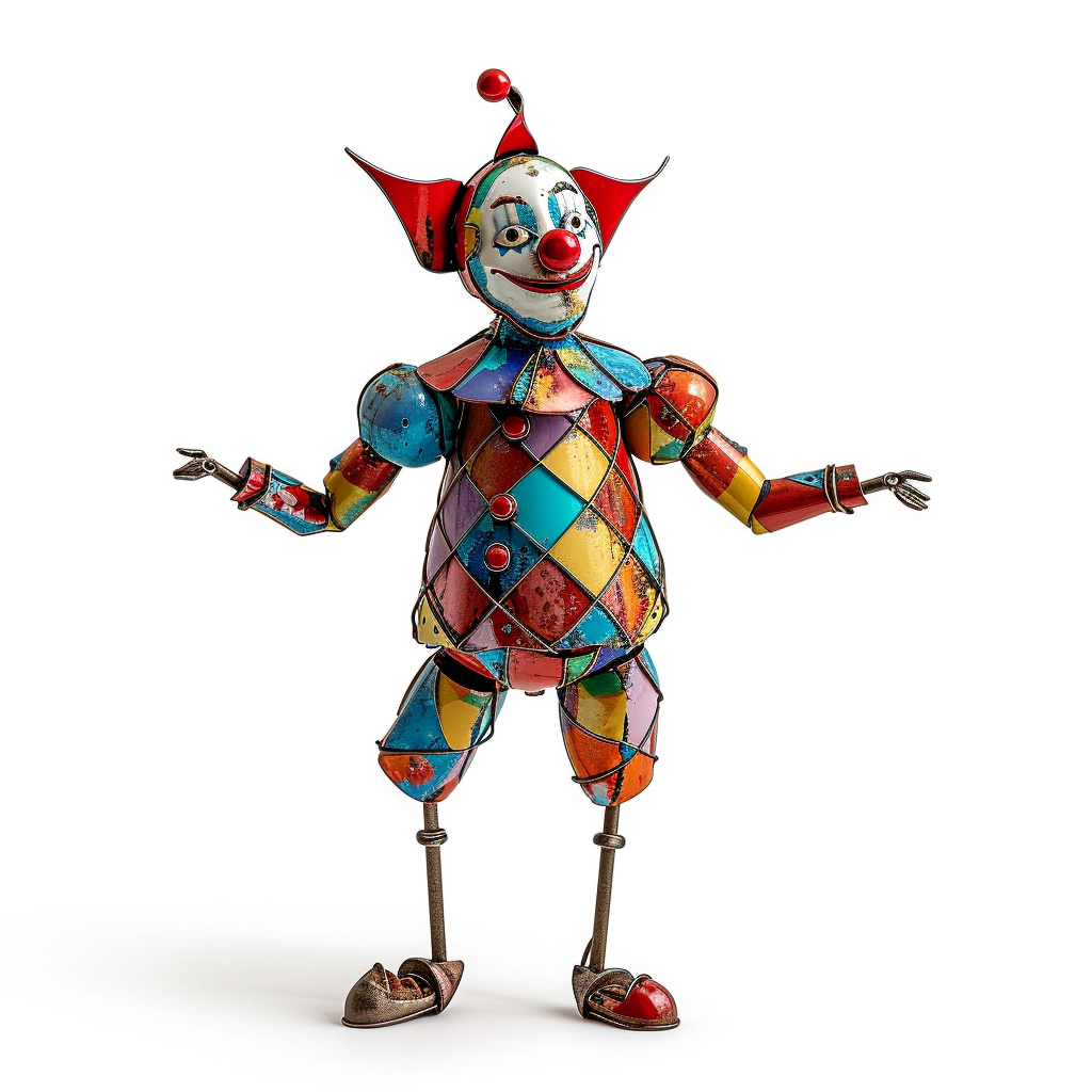 Colorful metal clown wind up toy