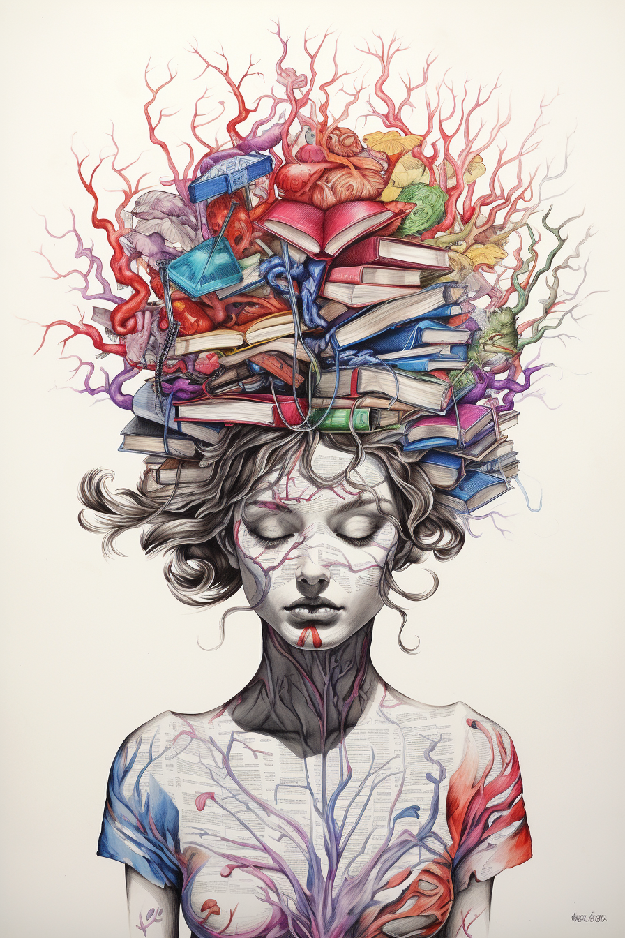 Beautiful surreal mind and memory illustration