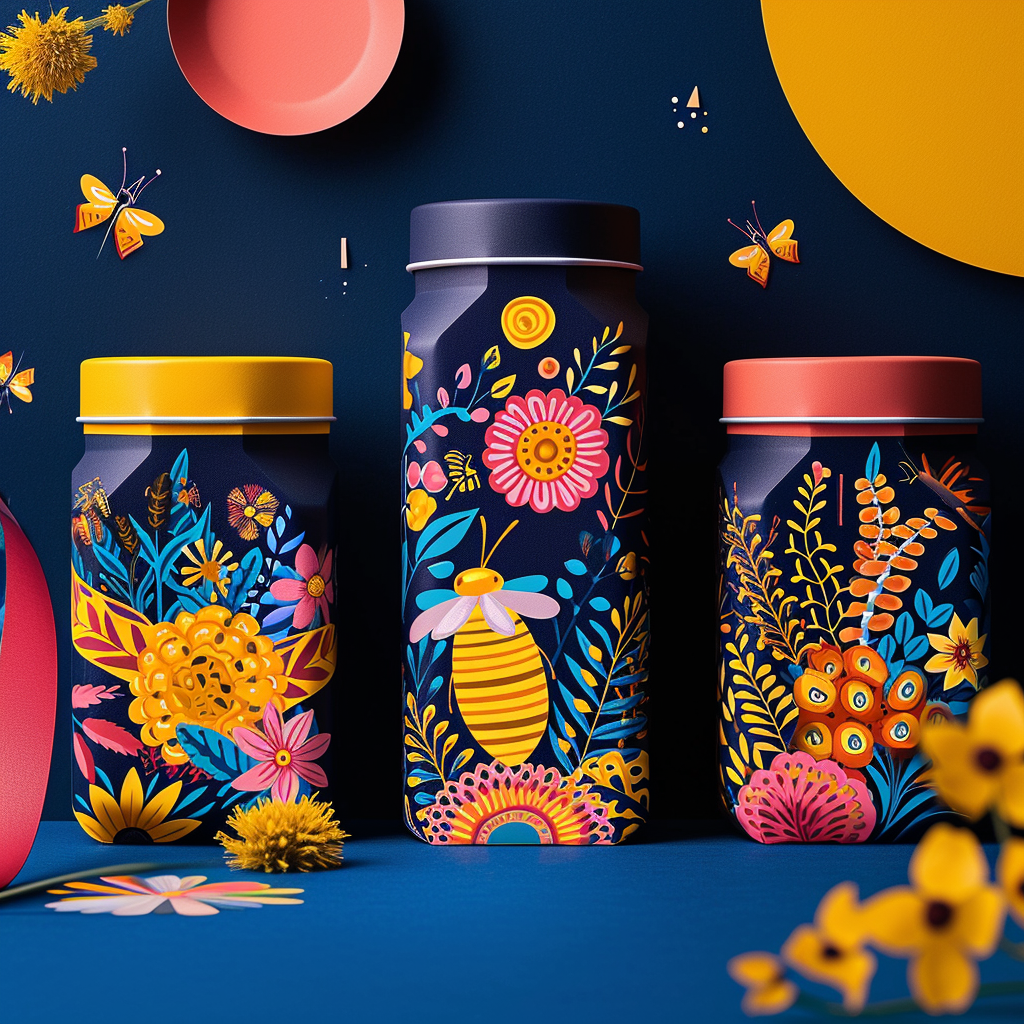 Colorful modern honey packaging