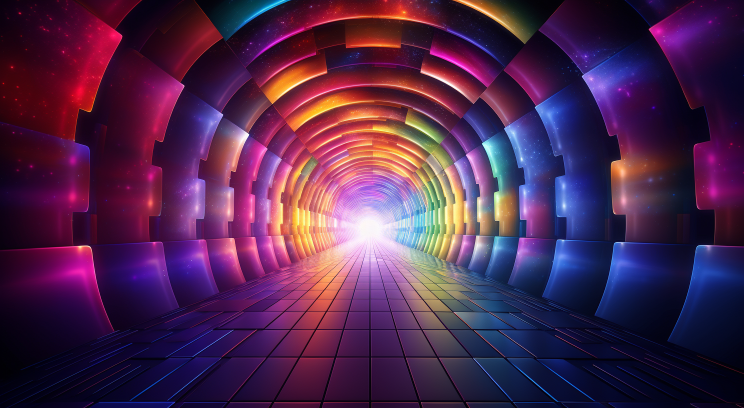 Vibrant night tunnel digital art