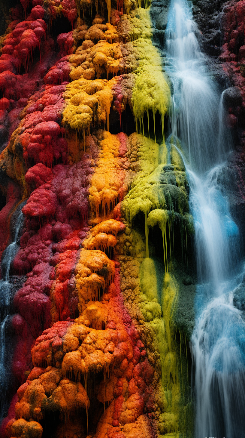 Beautiful waterfall with vibrant paint colors