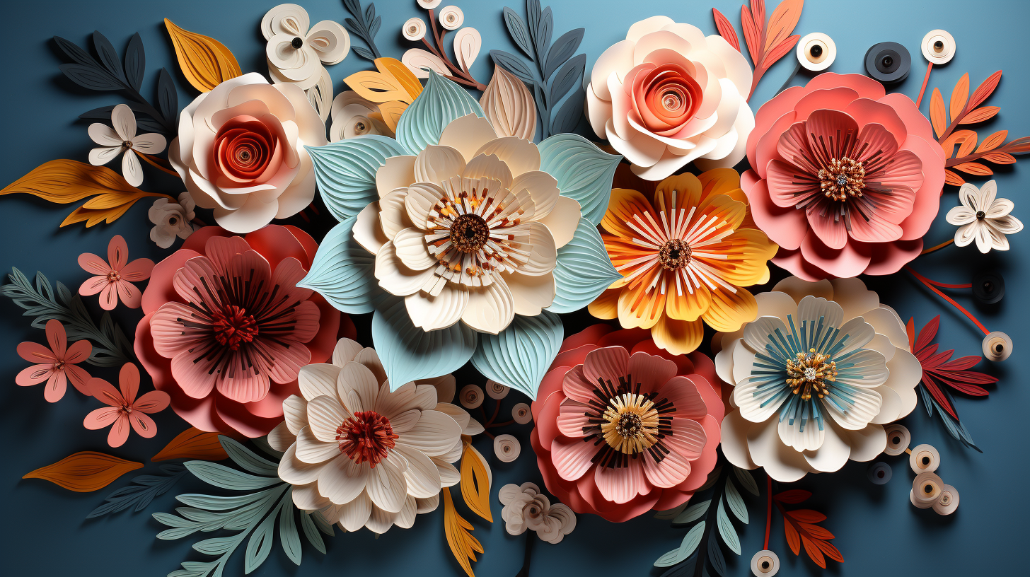 Colorful paper cut flowers on display