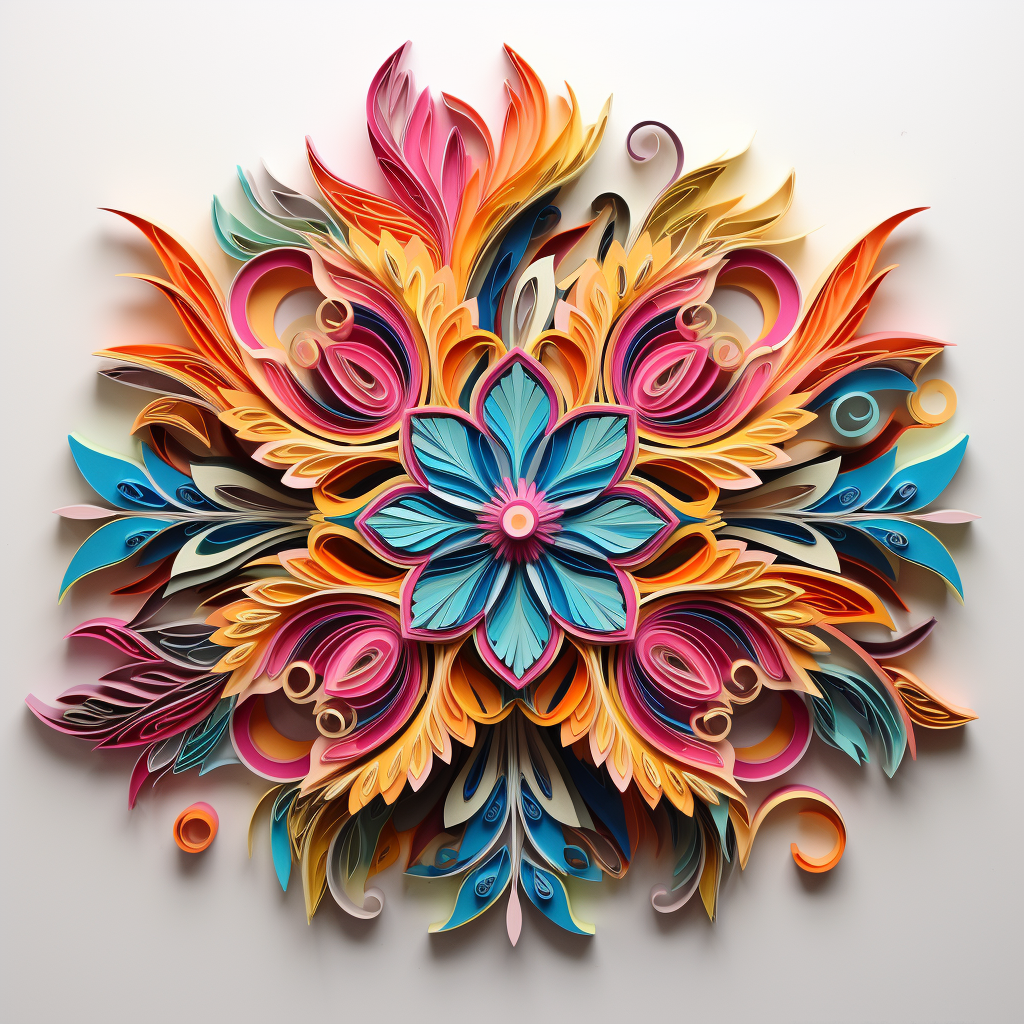 Vibrant paper sculpture using origami and quilling techniques